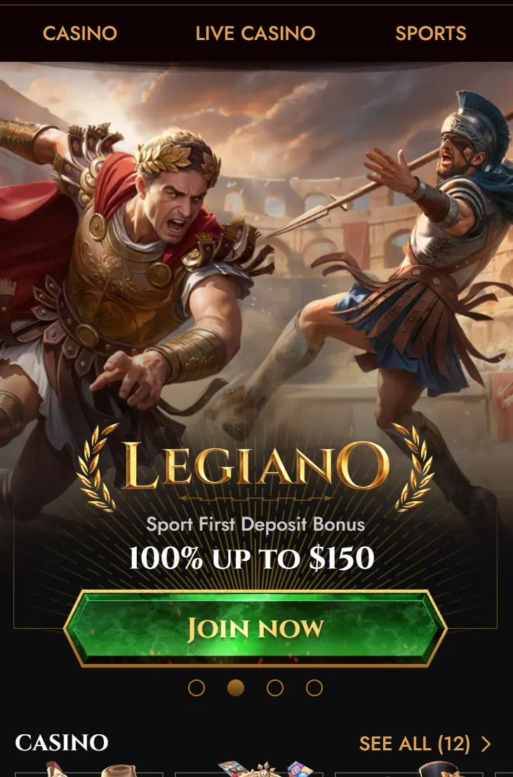 Legiano casino on mobile devices