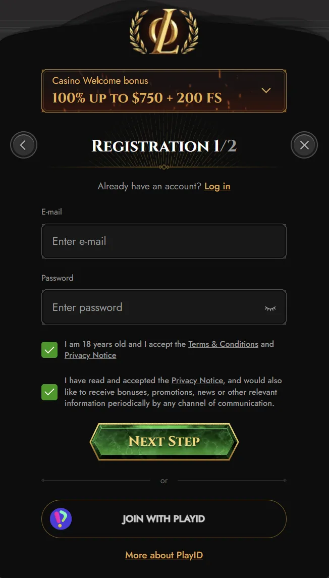 Legiano registration form