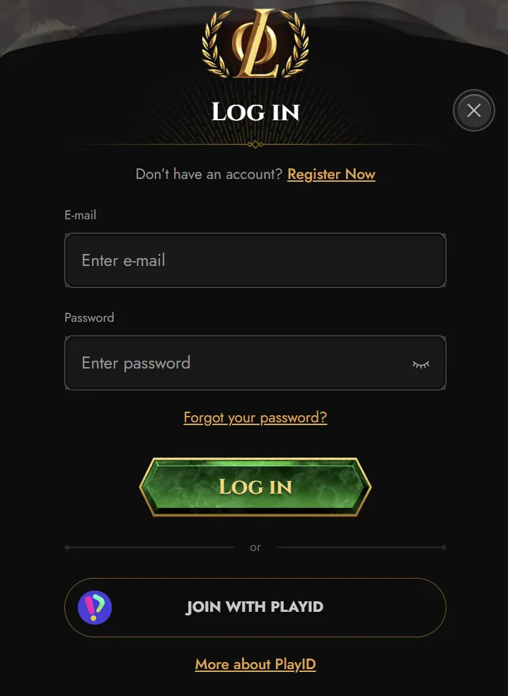 Roman-themed Legiano account access on a mobile screen