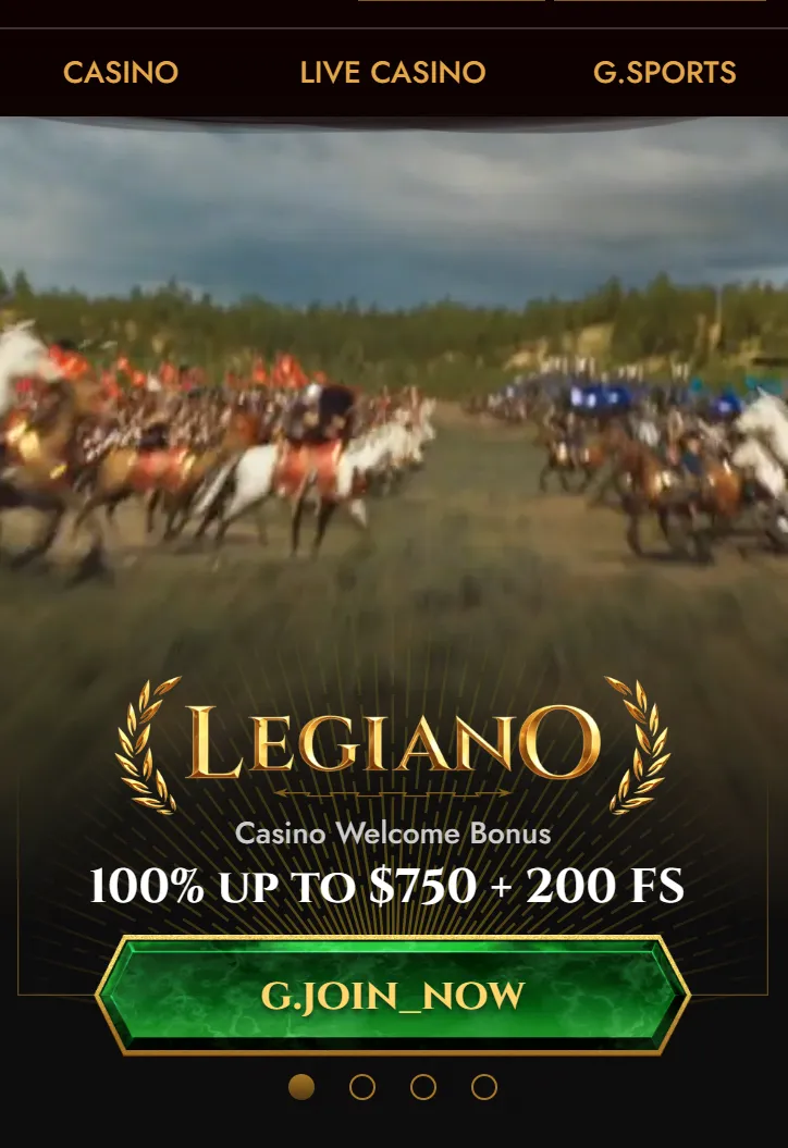 Legiano casino on a mobile device