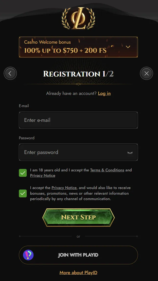 Legiano registration form