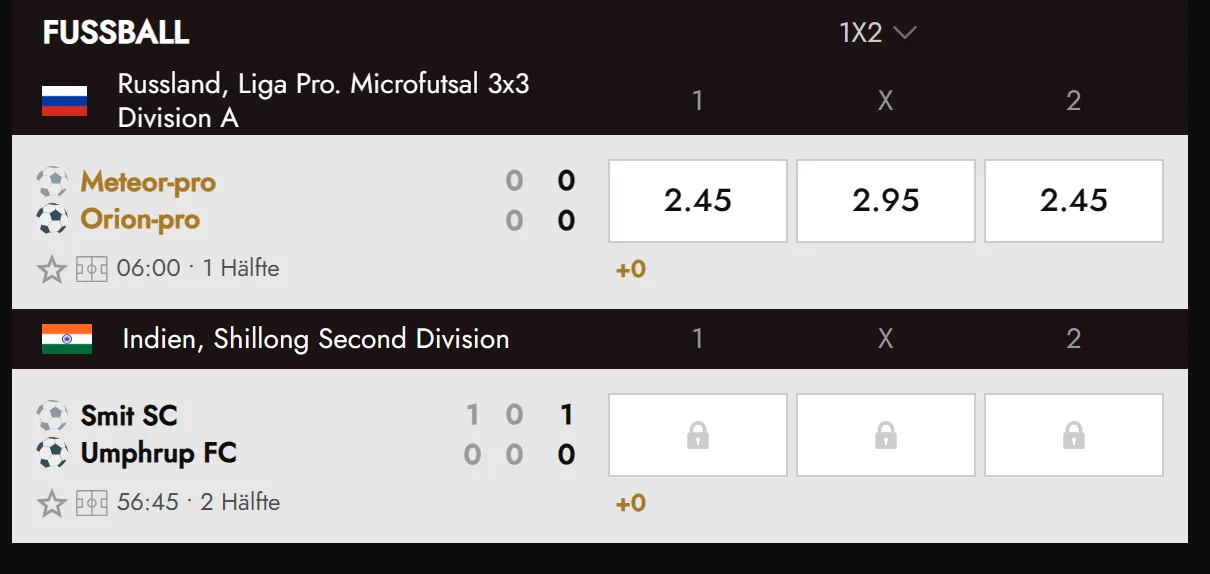 Live-Wetten mit Statistiken und Streams