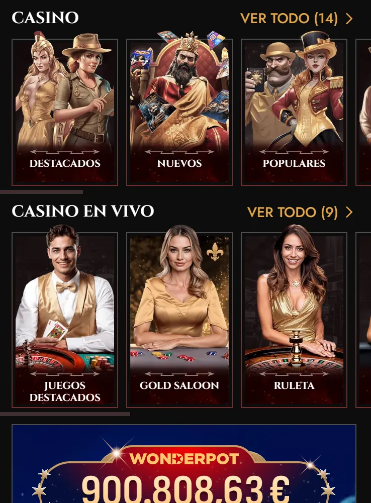 Funciones móviles de casino y apuestas
