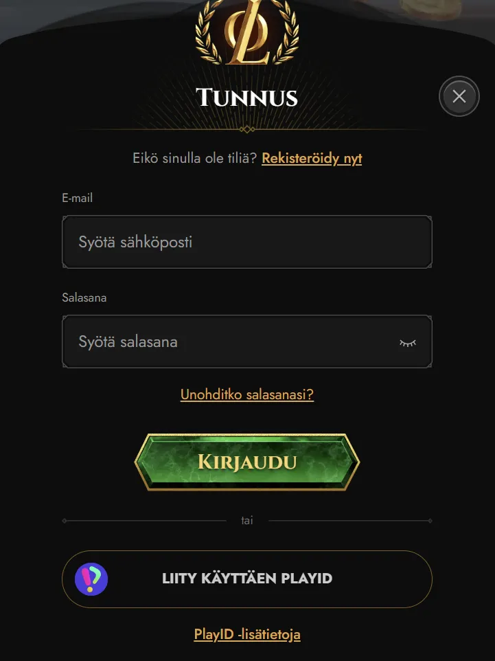 Legiano-kirjautumisen aloitus ja tilille pääsyn opas