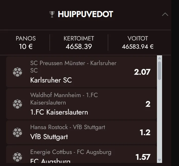 Early Payout Legianon vedoissa