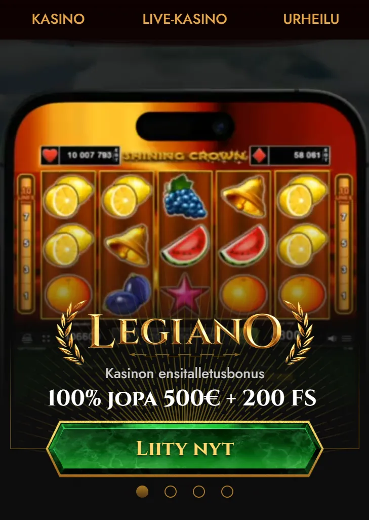 Legiano mobiilisivusto puhelimessa