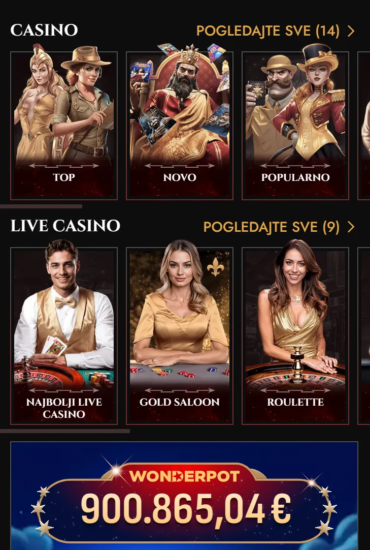 Mobilni prikaz casino i sportskih sadržaja
