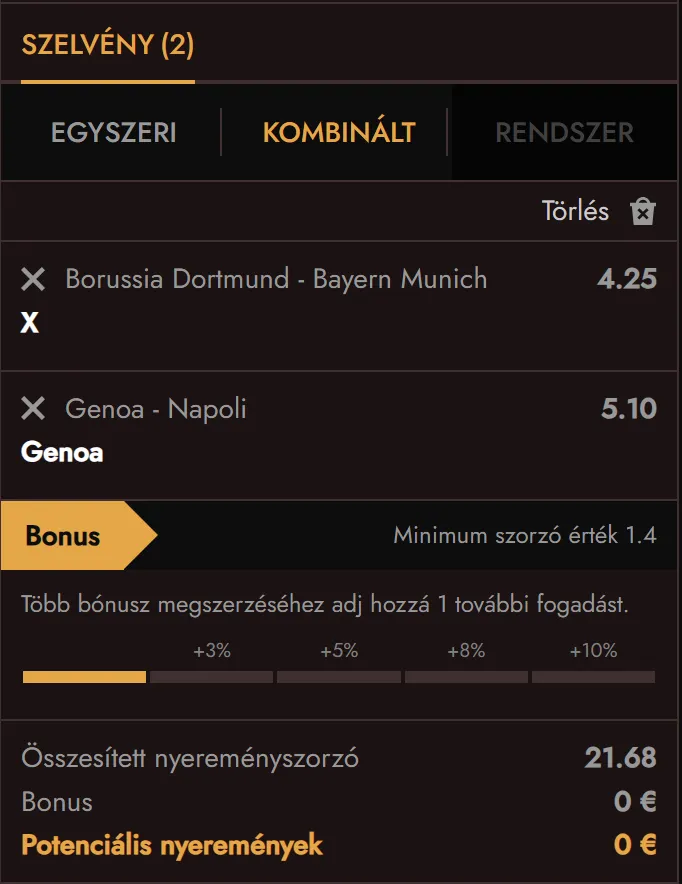 Early Payout feltételei kiemelt sporteseményekhez