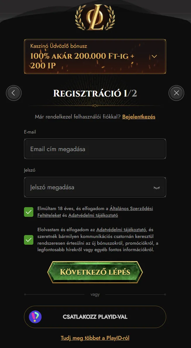 Legiano-fiók regisztrációja Magyarországon
