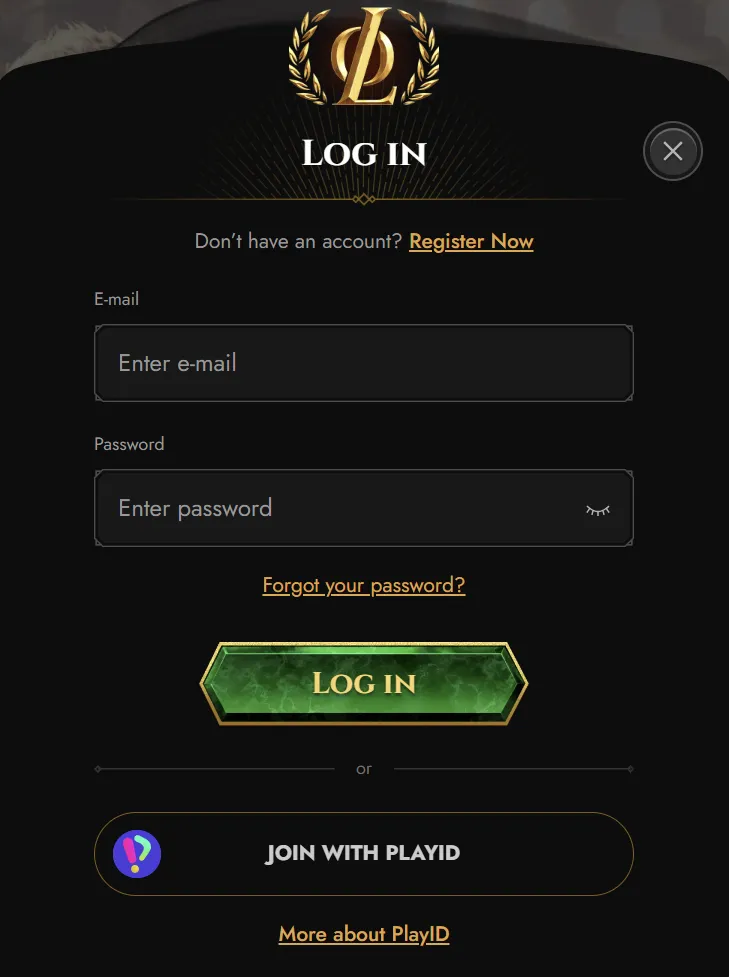 Roman gladiator beside a Legiano account login screen
