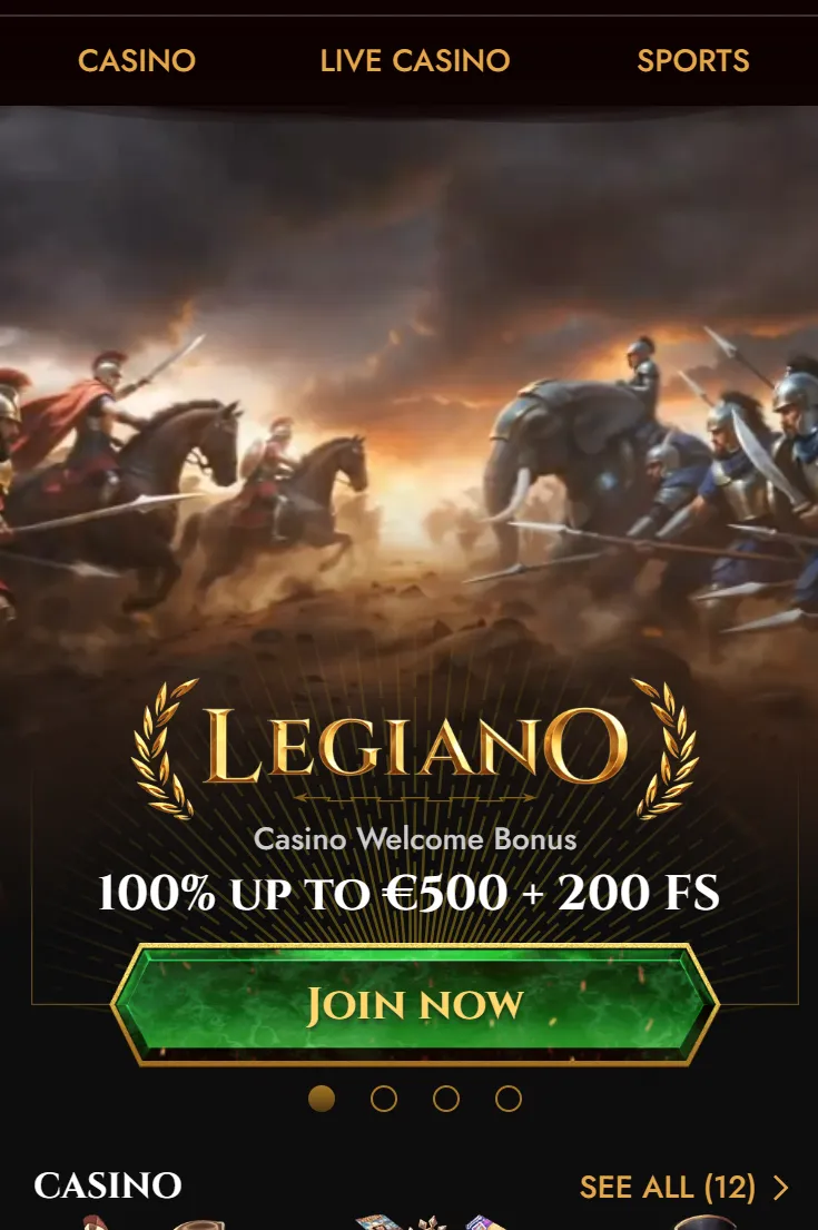 Mobilne casino Legiano na telefonie