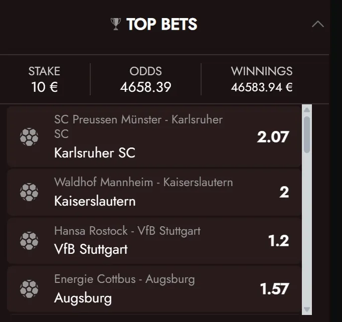 Early Payout eligible pre-match betting option