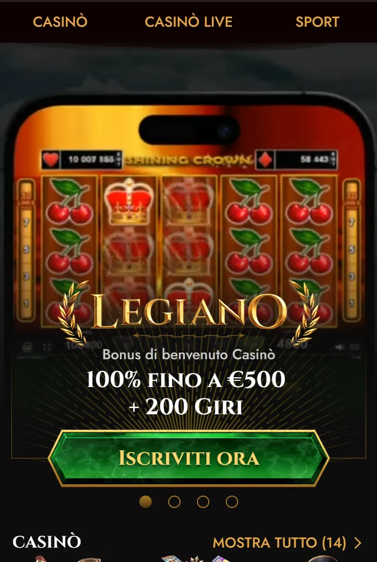 Interfaccia mobile di Legiano