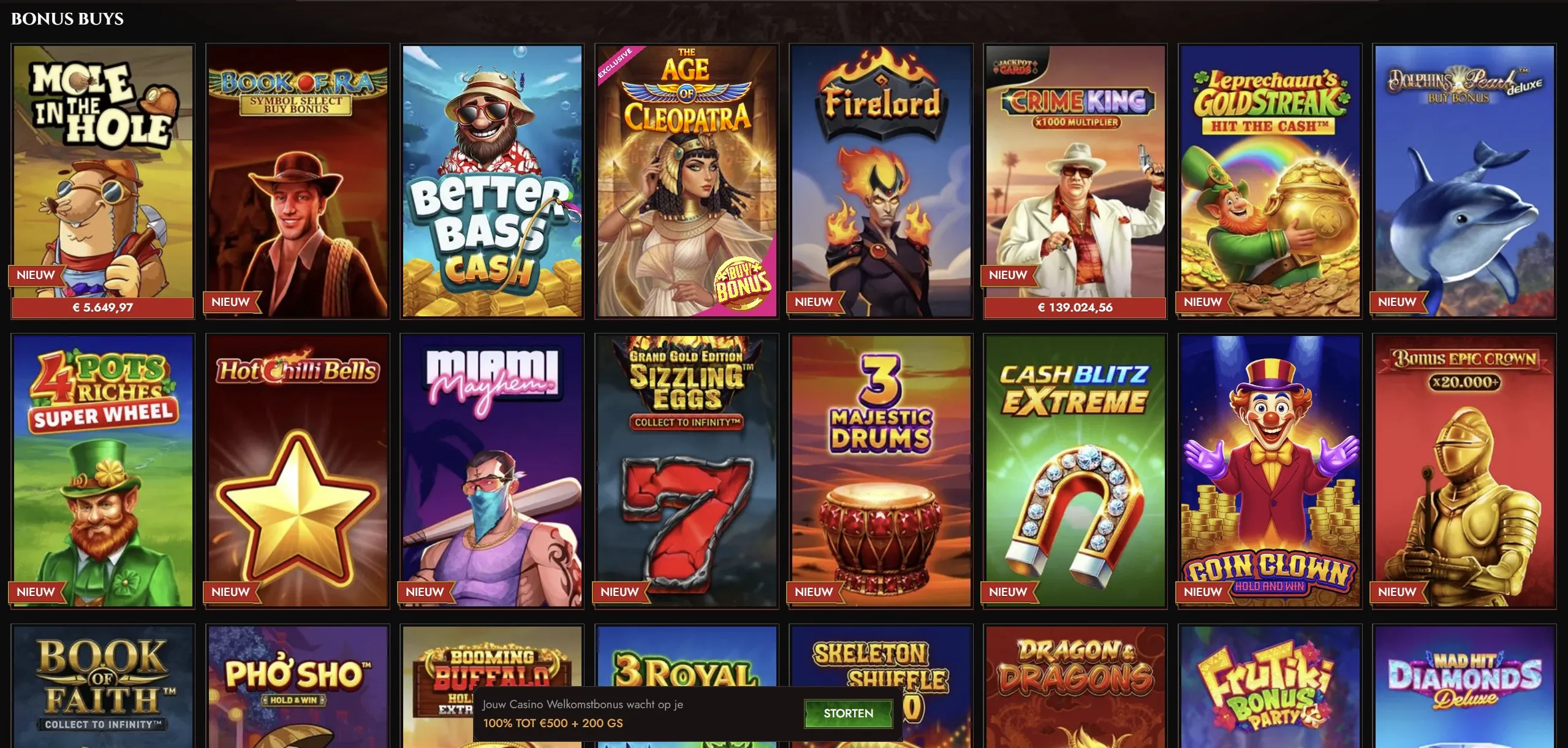 Slots en tafelspellen bij Legiano