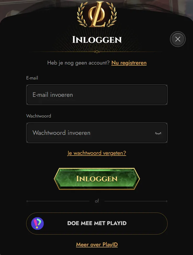 Legiano-account openen via de inlogpagina op mobiel of desktop