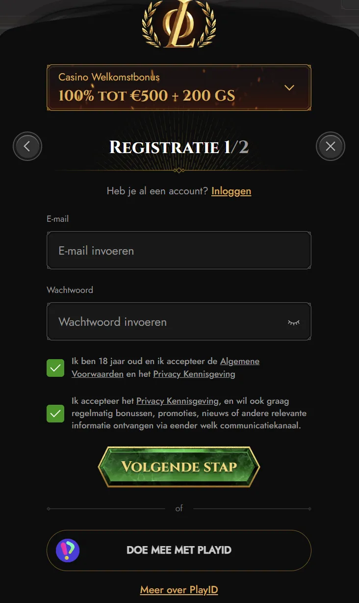 Registratie van een Legiano-account in Nederland