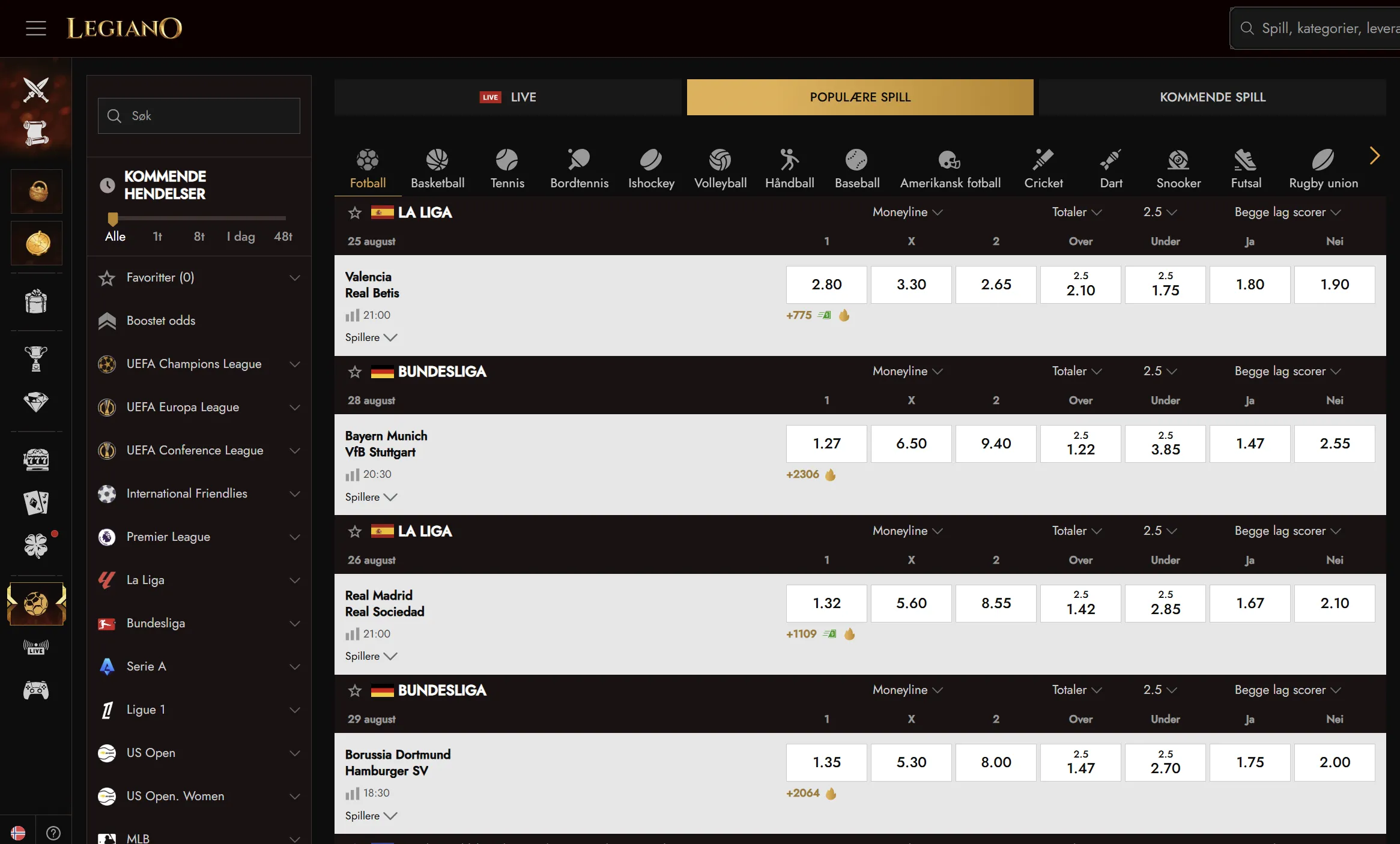 Legiano casino og sportsbook