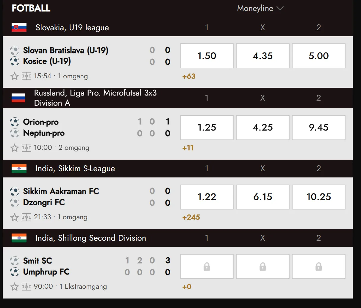 Livebetting med oppdaterte odds og kampinformasjon
