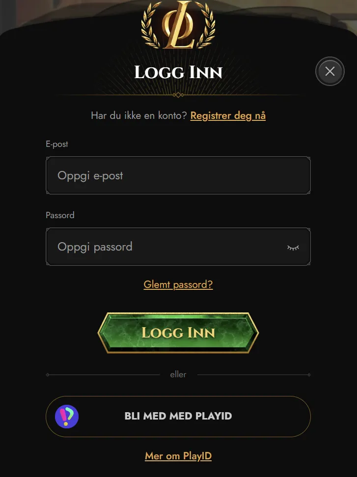 Innlogging til Legiano-konto med sikker kontotilgang og passordhjelp