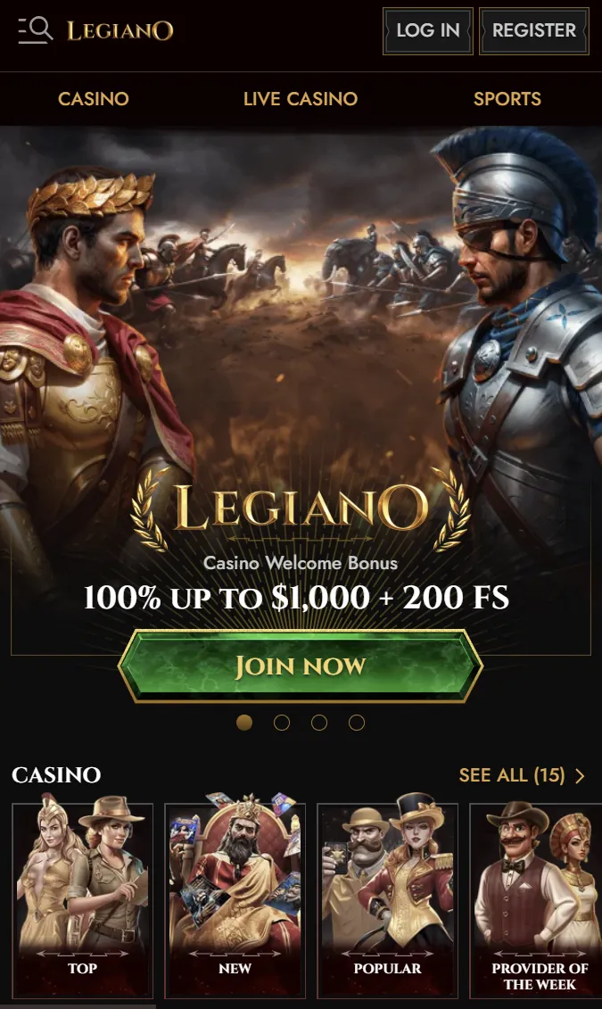 Legiano mobile gaming access