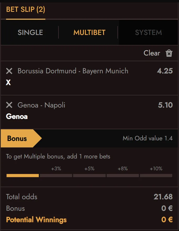 Accumulator Boost showing enhanced multi-bet returns