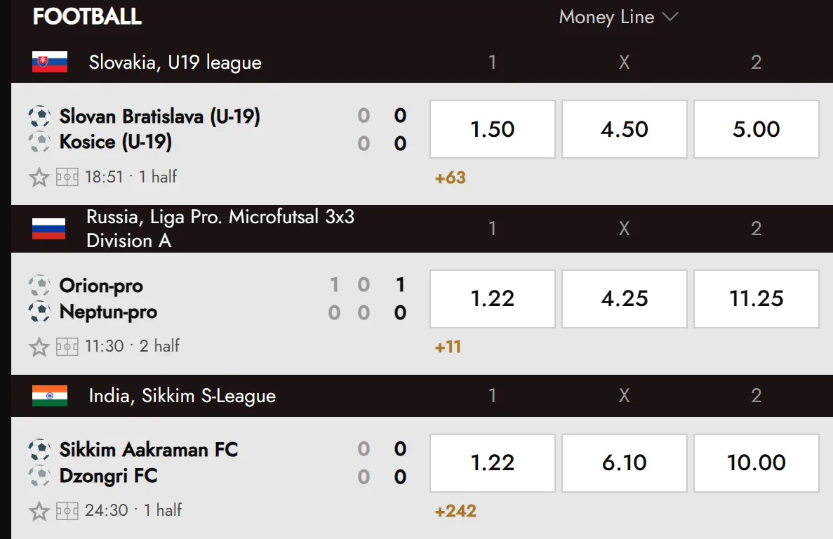 Live sports betting with changing odds and stats