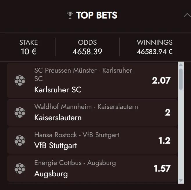 Early Payout for marked pre-match bets
