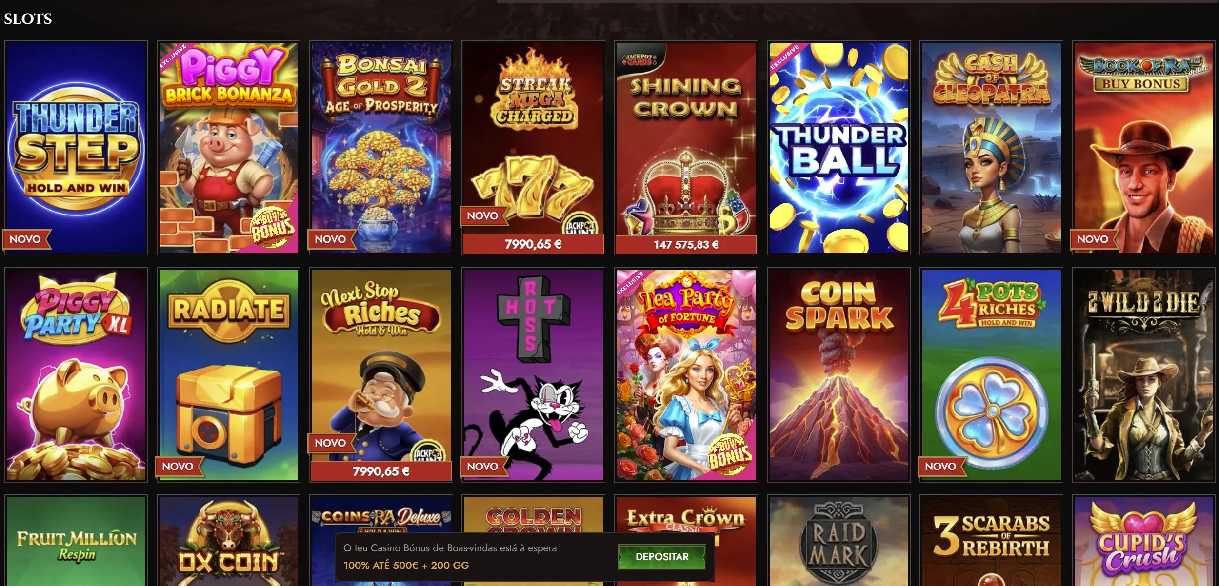 Categorias de slots disponíveis no Legiano