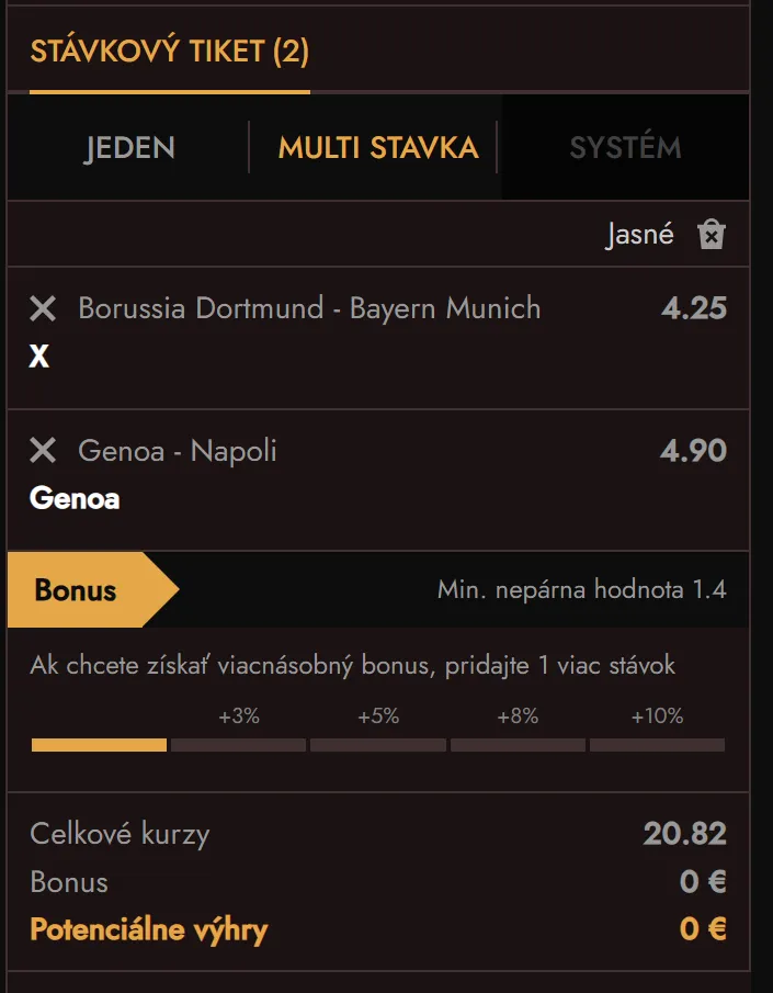 Early Payout pre vybrané predzápasové stávky Legiano