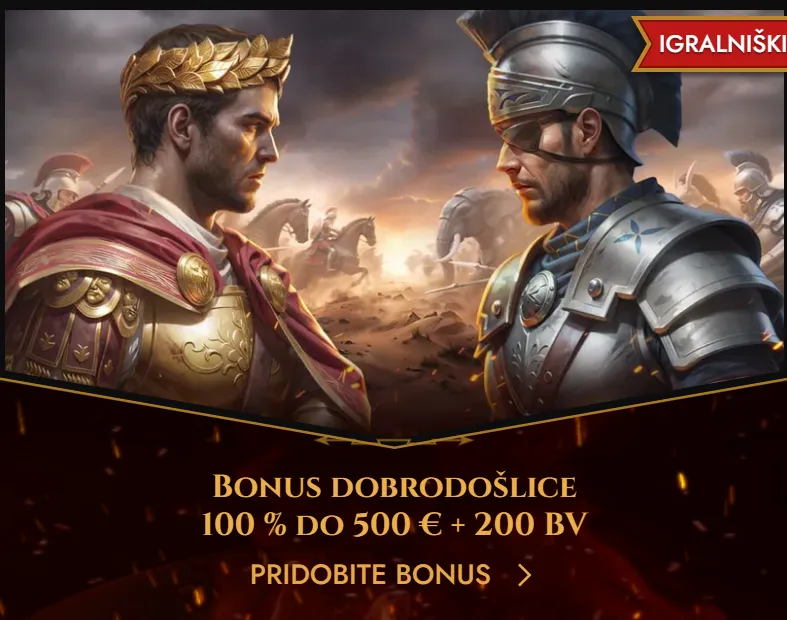 Vmesnik casinoja Legiano z izbranimi igrami
